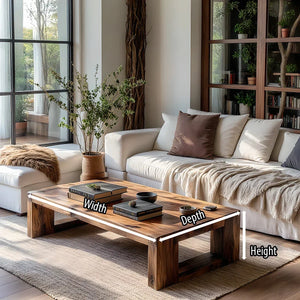 Solid Wood Coffee Table with Open Base for Bright Living Rooms