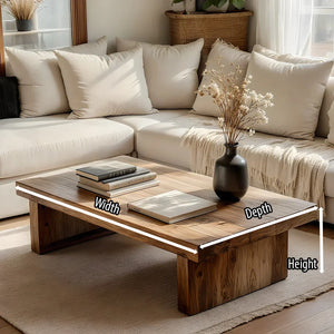 Natural Solid-Wood Low Coffee Table for Minimalist Living Rooms