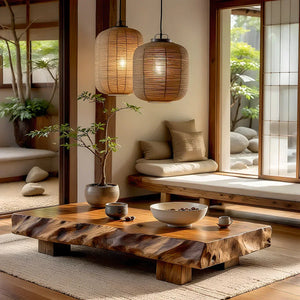 Zen Live-Edge Solid Wood Table for Minimalist Lounge
