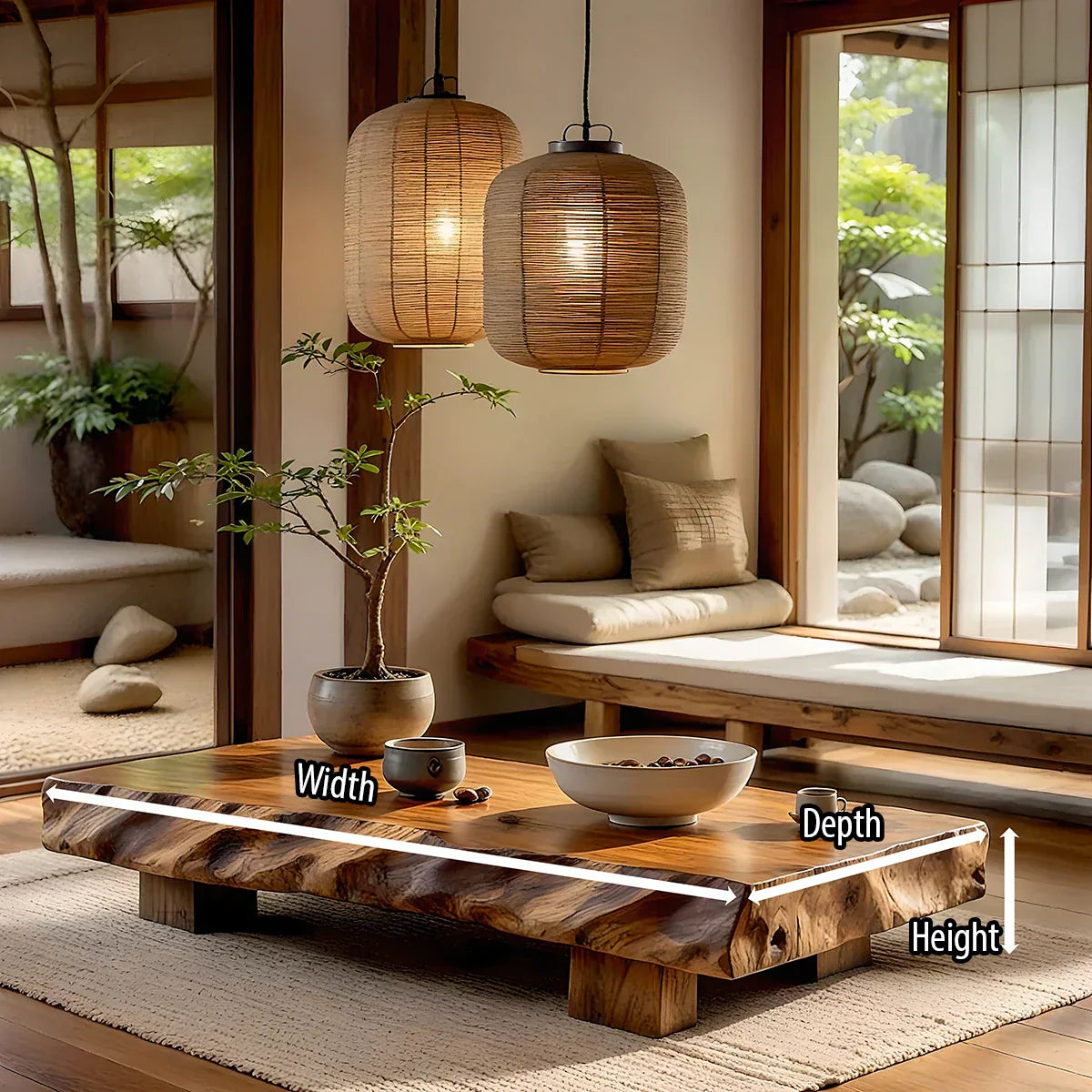 Zen Live-Edge Solid Wood Table for Minimalist Lounge