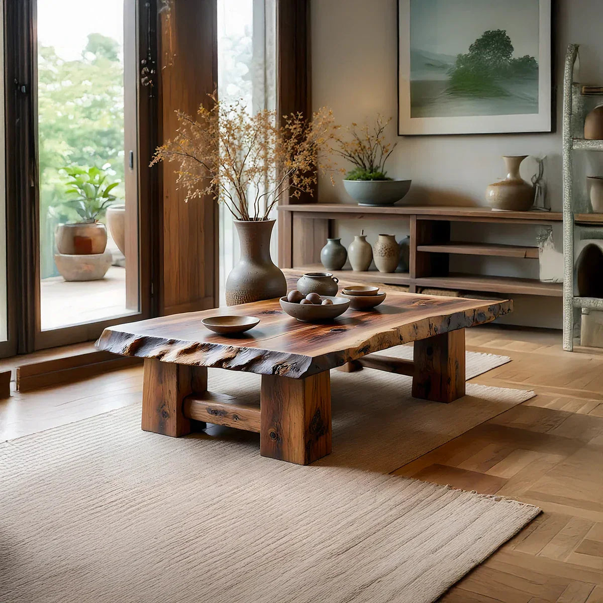Solid Wood Live-Edge Coffee Table for Organic Interiors