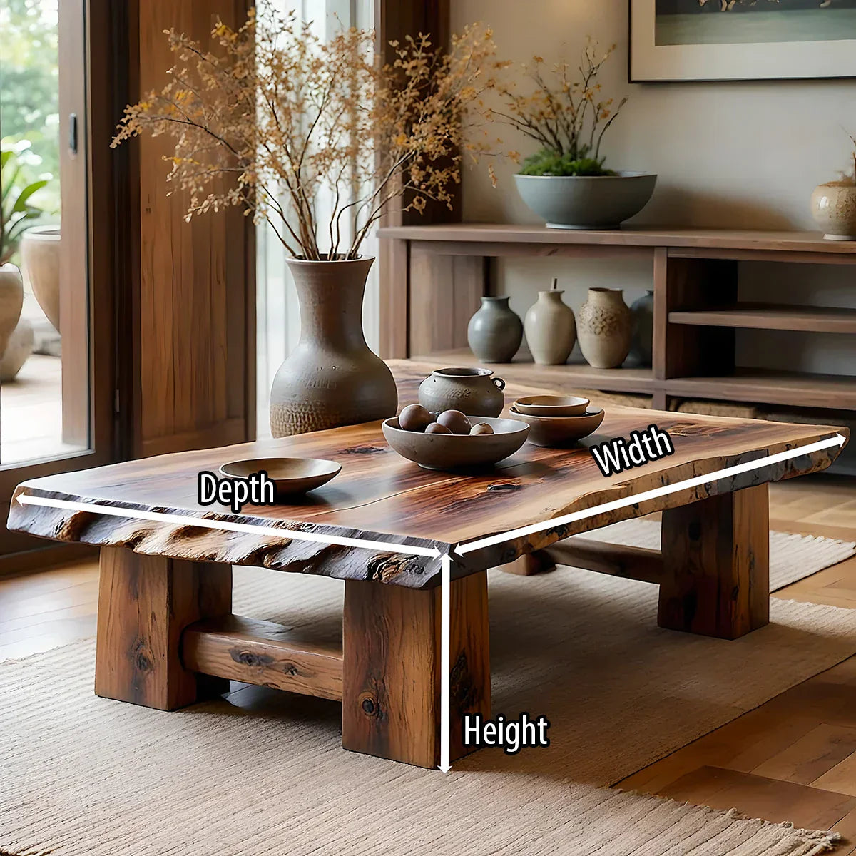 Solid Wood Live-Edge Coffee Table for Organic Interiors