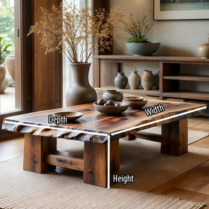 Solid Wood Live-Edge Coffee Table for Organic Interiors