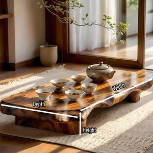 Low Solid Wood Tea Table for Minimalist Zen Interiors