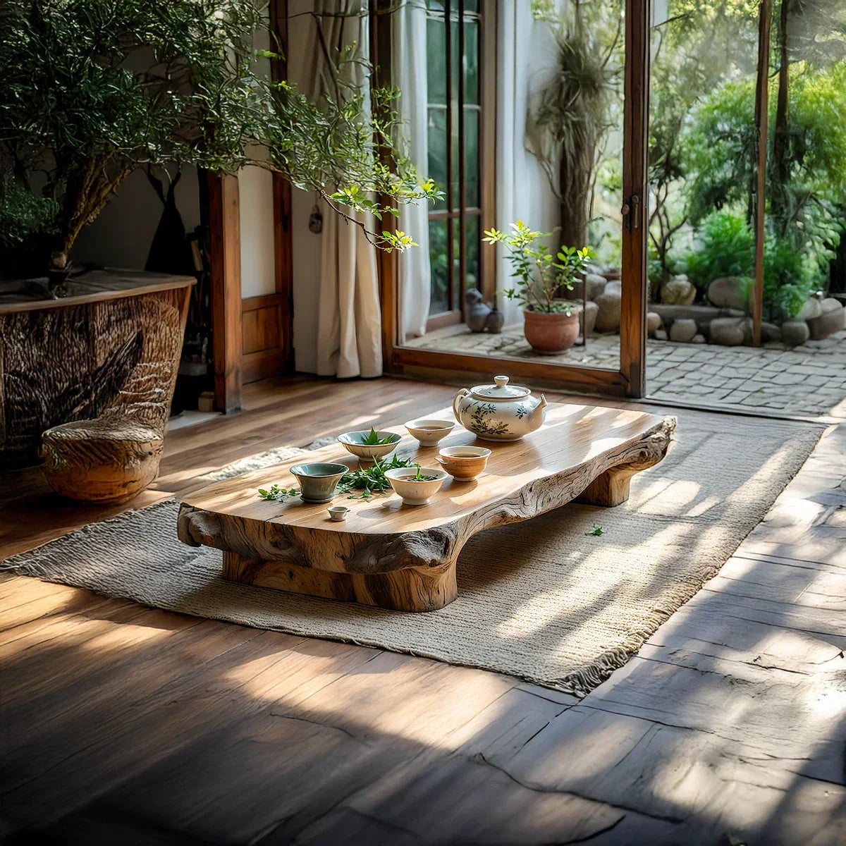 Live Edge Solid Wood Low Tea Table