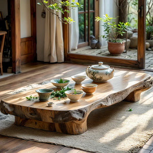 Live Edge Solid Wood Low Tea Table