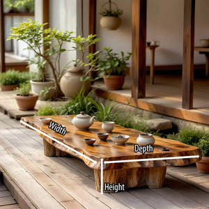 Live Edge Solid Wood Tea Table for Garden Terrace