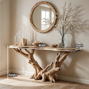 Natural Solid Wood Branch Console Table for Organic Entryway