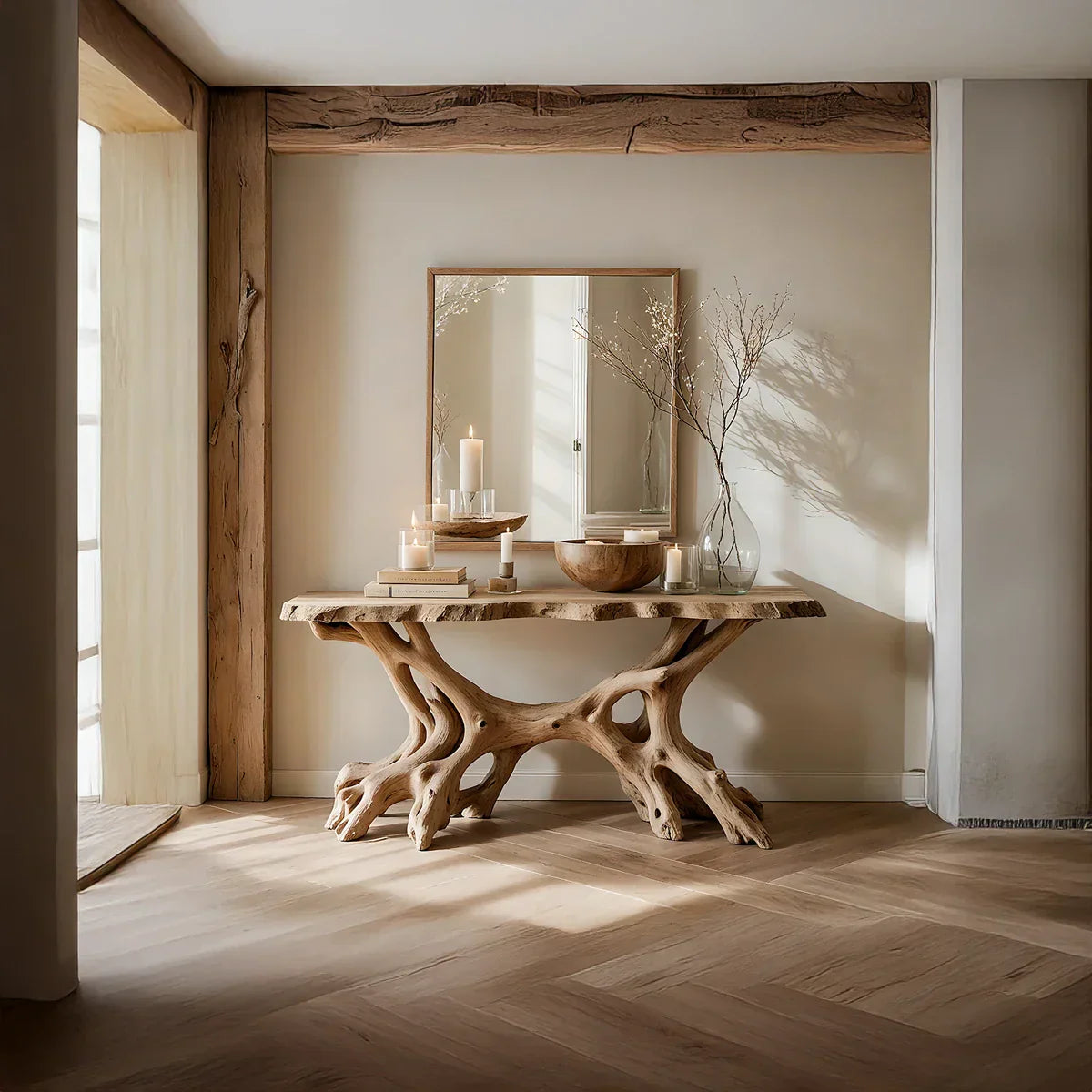 Solid Wood Root Console Table for Modern Entryway Decor