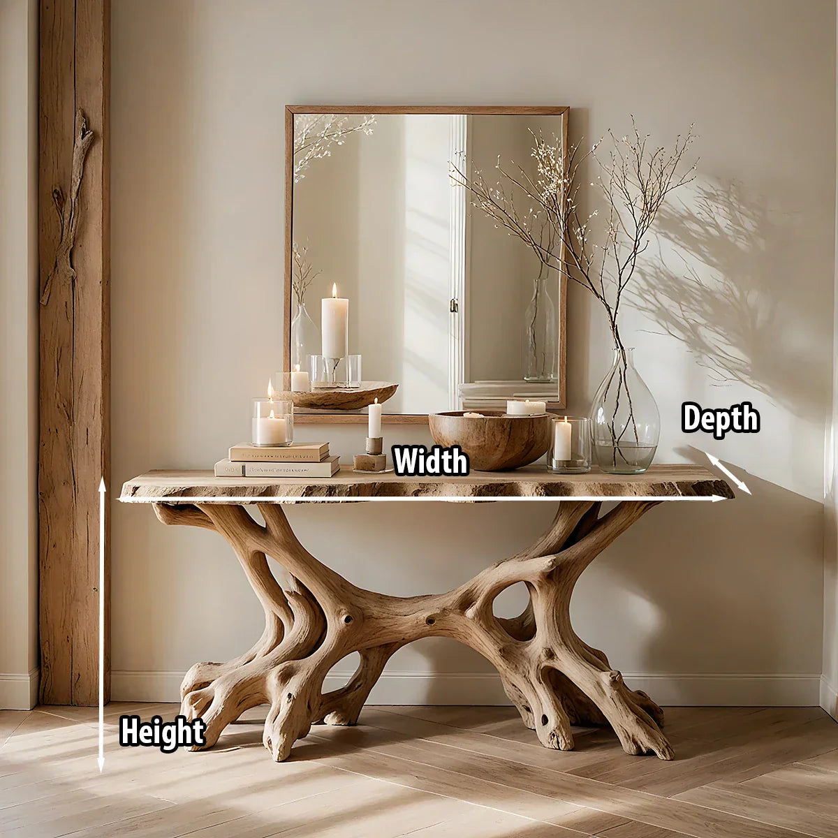 Solid Wood Root Console Table for Modern Entryway Decor