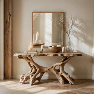 Solid Wood Root Console Table for Modern Entryway Decor