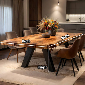 Live Edge Solid Wood Dining Table with Angled Base for Modern Interiors