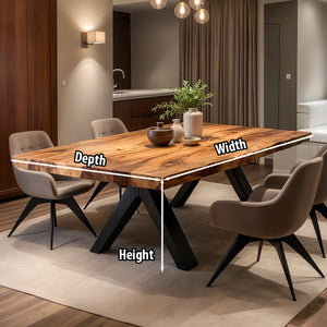 Solid Wood Dining Table with Sculpted Slab Top for Modern Interior
