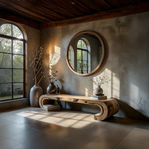 Solid Wood Loop Bench with Curved Ends for Minimalist Entryway