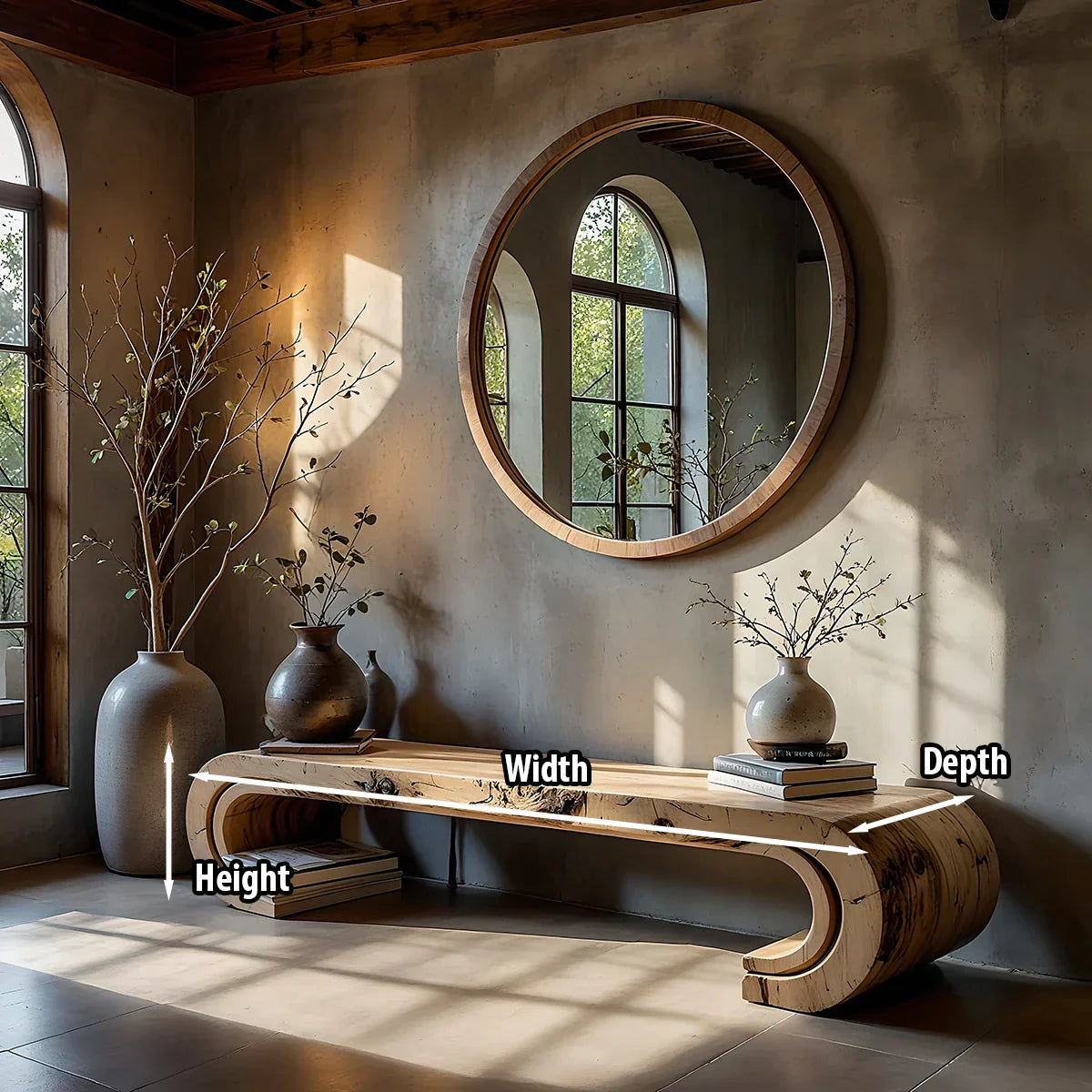 Solid Wood Loop Bench with Curved Ends for Minimalist Entryway