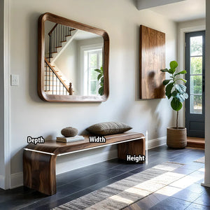 Curved Solid Wood Bench with Waterfall Ends for Modern Entryway