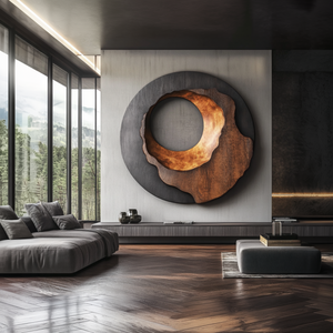 Layered Round Solid Wood Wall Sculpture for Modern Interiors