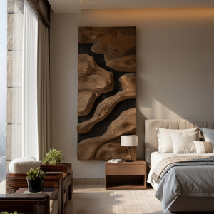 Contemporary Solid Wood Carved Wall Panel for Modern Interiors