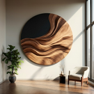 Contemporary Flowing Solid Wood Wall Sculpture for Modern Interiors