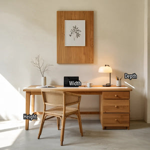 Minimalist Solid Wood Desk with Drawers Handmade Wooden Office Desk Natural Writing Table with Storage
