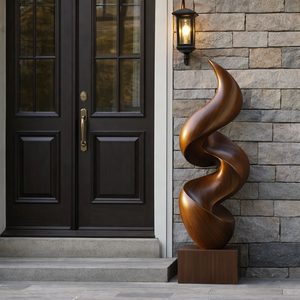 Contemporary Curved Solid Wood Sculpture for Garden Landscape Art
