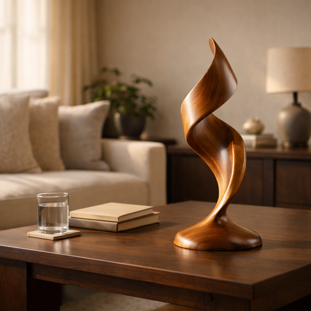 Handmade Modern Wood Sculpture Minimalist Twisted Table Decor