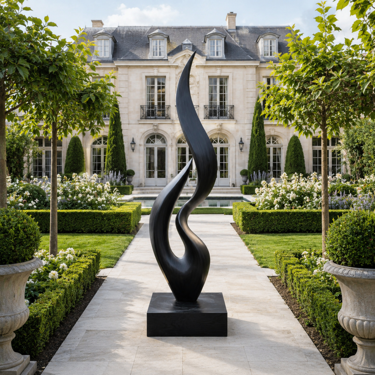 Large Handcrafted Abstract Wood Sculpture for Garden and Entryway