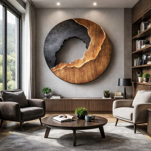 Modern Textured Solid Wood Wall Sculpture for Living Room