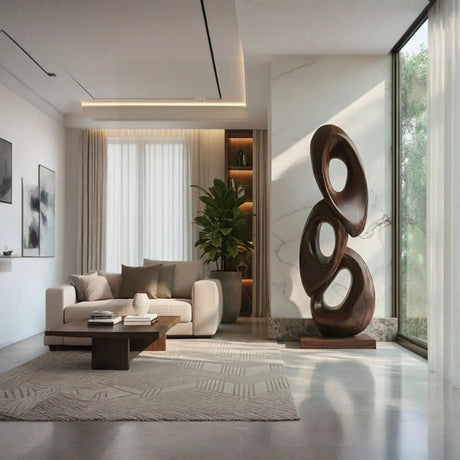 Abstract Loop Solid Wood Floor Sculpture for Modern Interiors