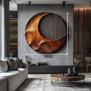 Organic Round Solid Wood Wall Sculpture for Modern Interiors