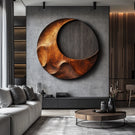 Organic Round Solid Wood Wall Sculpture for Modern Interiors