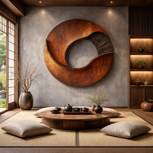 Modern Solid Wood Circular Wood Wall Art for Living Room
