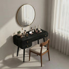 Mid-Century Solid Wood Vanity Table with Rounded Edges and Drawers