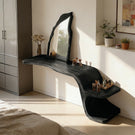 Live Edge Solid Wood Floating Vanity Table with Organic Sculptural Form