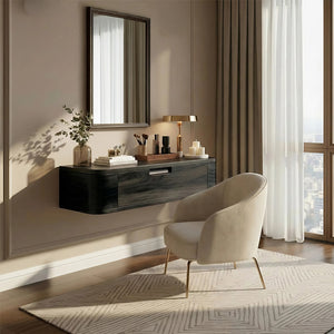 Floating Wood Vanity with Black Top