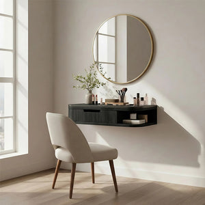 Floating Wood Vanity with Black Top