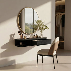 Floating Solid Wood Vanity with Soft-Curve Drawer
