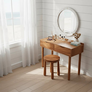 Handcrafted Solid Wood Vanity Table with Drawers for Cozy Modern Rooms
