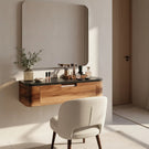 Floating Wood Vanity with Black Top