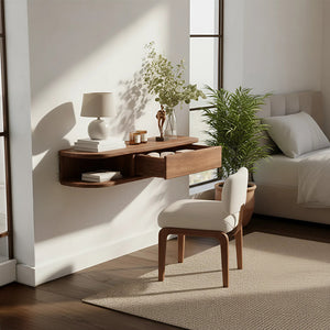 Floating Solid Wood Vanity with Soft-Curve Drawer