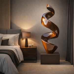 Modern Solid Wood Spiral Garden Sculpture for Outdoor Landscape Art