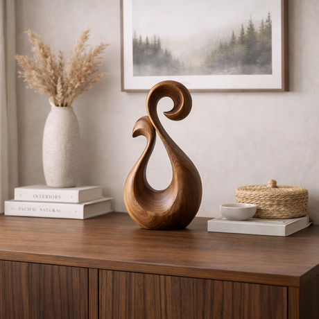 Abstract Spiral Wood Sculpture Modern Organic Tabletop Decor