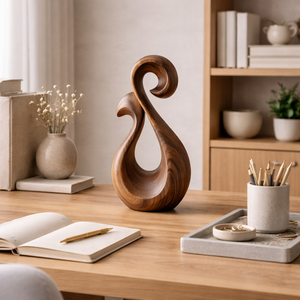 Abstract Spiral Wood Sculpture Modern Organic Tabletop Decor