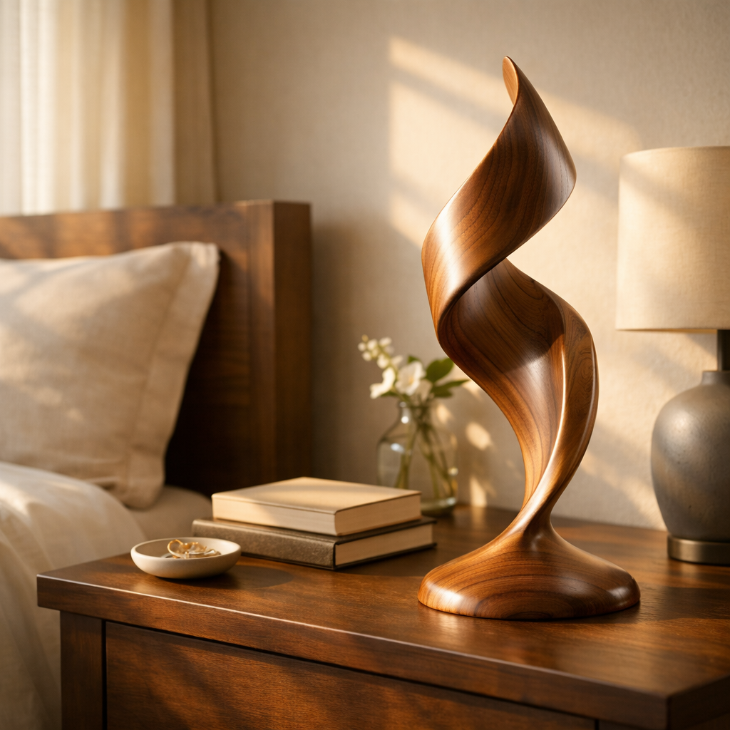 Handmade Modern Wood Sculpture Minimalist Twisted Table Decor