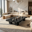 Low Solid-Wood Coffee Table with Textured Edge for Tea Lounges