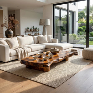 Low Solid Wood Tea Table for Minimalist Zen Interiors