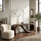 Organic Loop Solid Wood Console Table with Sculptural Curved Base