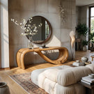 Organic Loop Solid Wood Console Table with Sculptural Curved Base