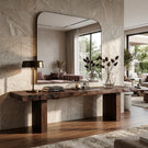 Rustic Live Edge Solid Wood Console Table with Block Legs