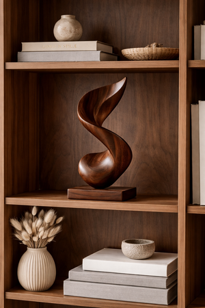 Abstract Twisted Wood Sculpture Modern Organic Tabletop Decor